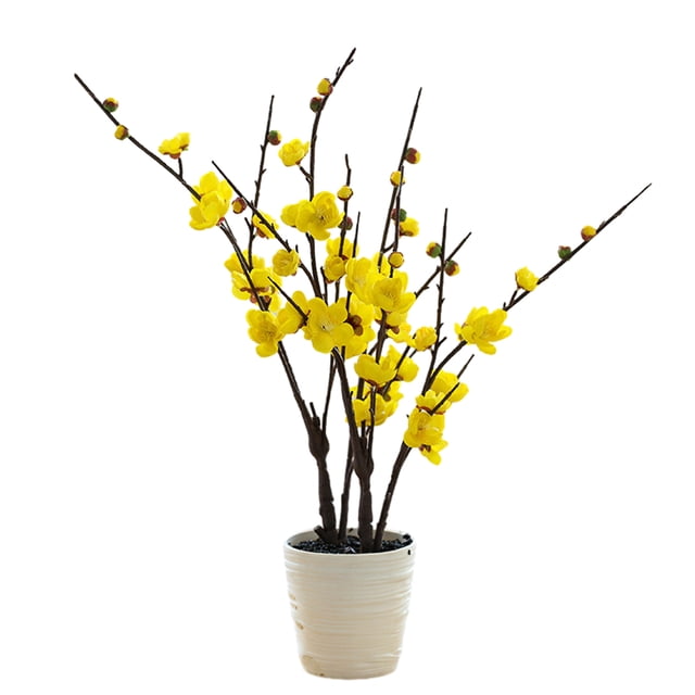 Rama grande, doble tenedor, flor de ciruelo falsa, flor en maceta, planta de simulación artificial, decoración, flor falsa