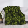 thumbnail image 3 of Honeii Tropical Palm Leaves Fern Leaf print throw blanket, crafted from cozy cotton flannel, offers versatile home decor as a bedding suitable for all seasons.-50"x40", 3 of 6