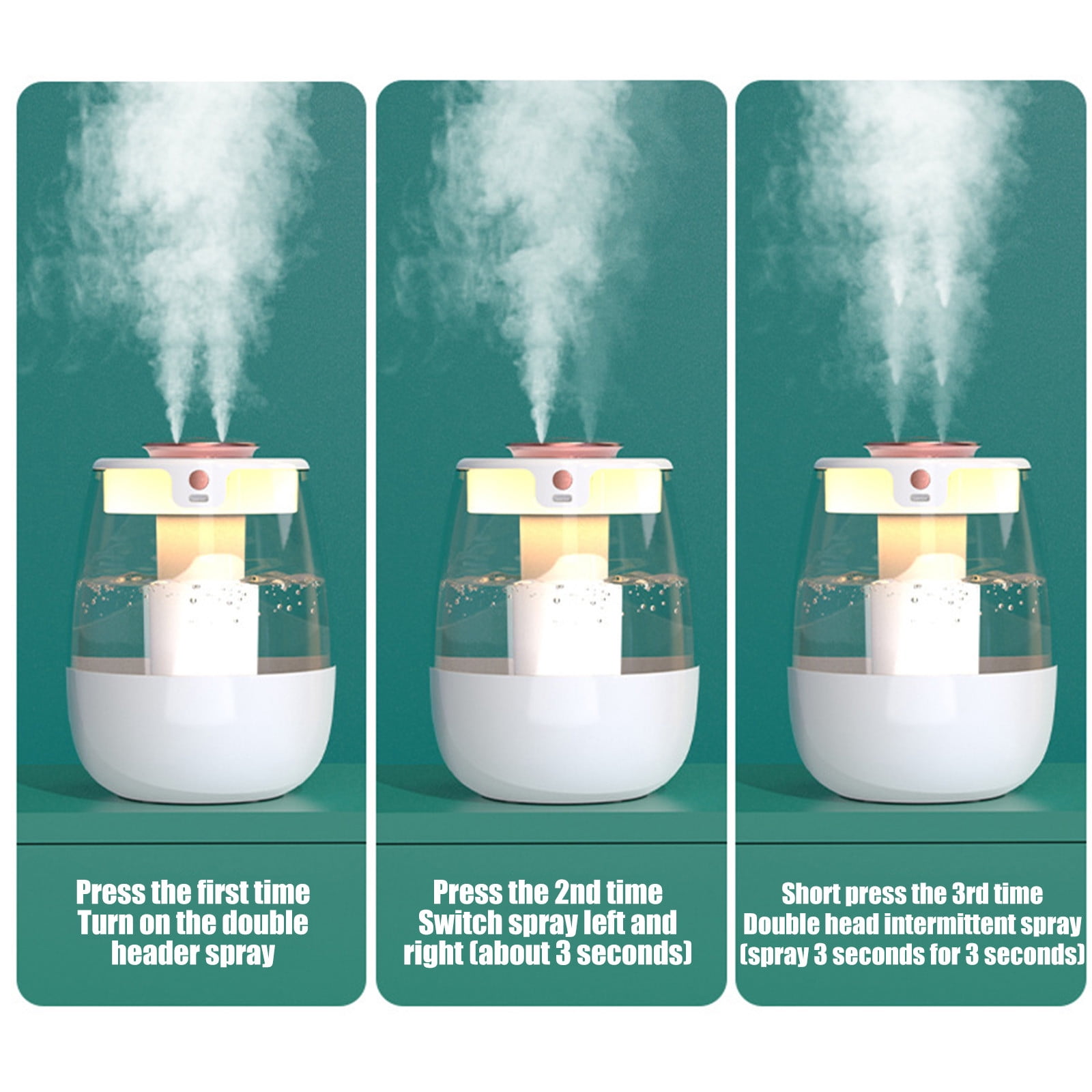 XEOVHV Humidifiers for Bedroom, 3 Times Fog Coverage, 2L Ultrasonic Cool Mist Humidifiers for Home Baby Nursery & Plants, Top Fill Air Humidifier Lasts Up to 35 Hours, Auto Shut-Off