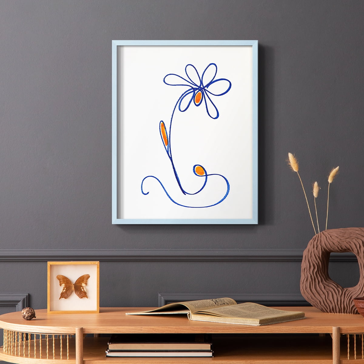 Wobbly Blooms II Framed Print - Solid Wood in Single Picture Frame Solid Wood 2 Framed Print