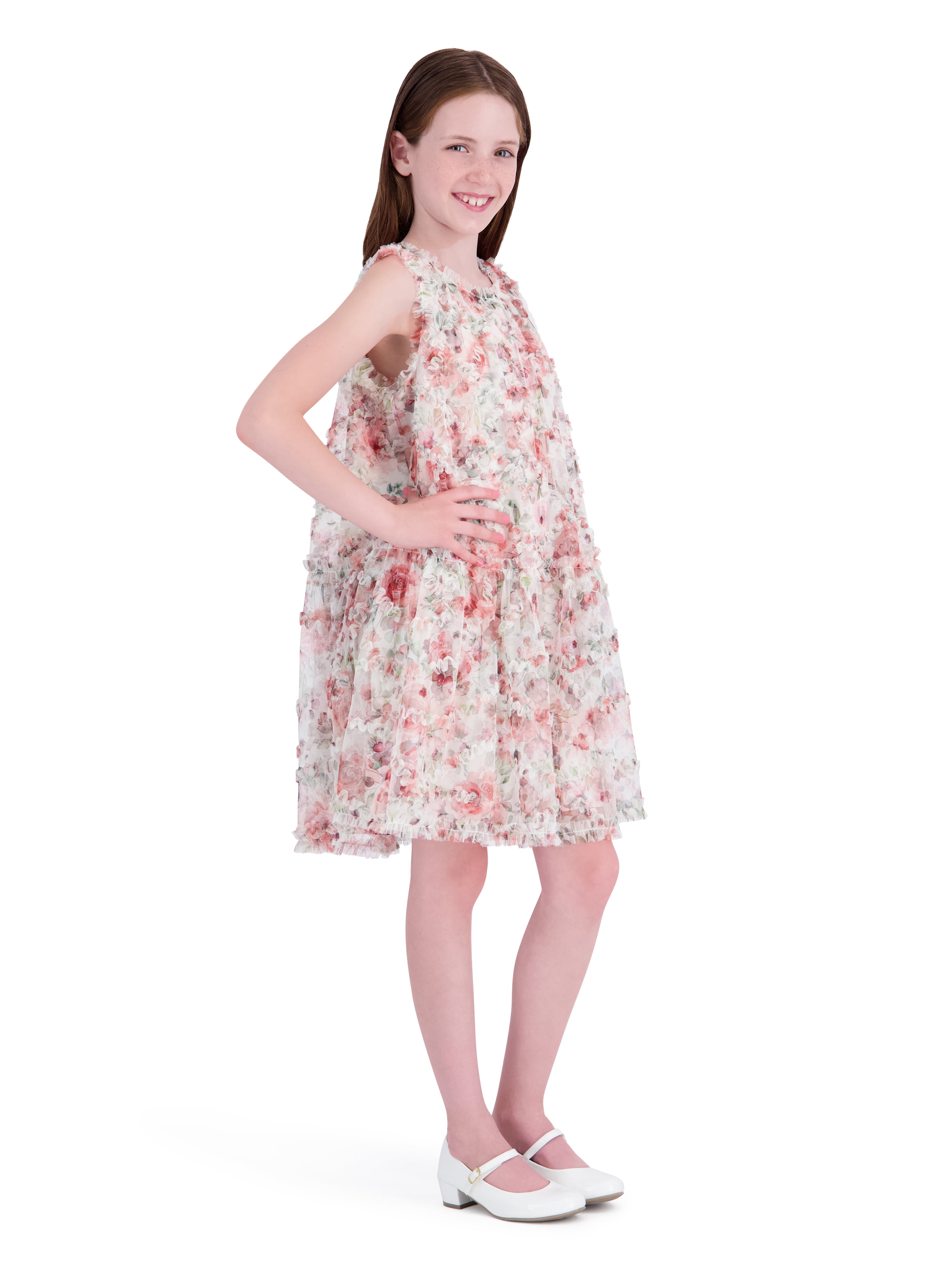 Kensie Girl Sleeveless Printed Ruffle Shift Dress, Sizes 4-16