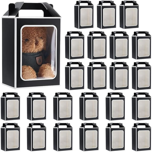 24 bolsas de regalo de papel kraft de 9,8 x 7 x 5,1 pulgadas con ventanas transparentes.