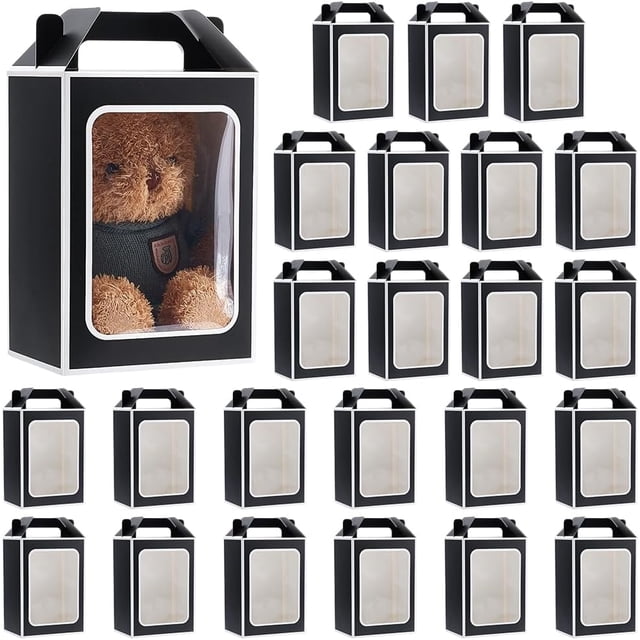 24 bolsas de regalo de papel kraft de 9,8 x 7 x 5,1 pulgadas con ventanas transparentes.