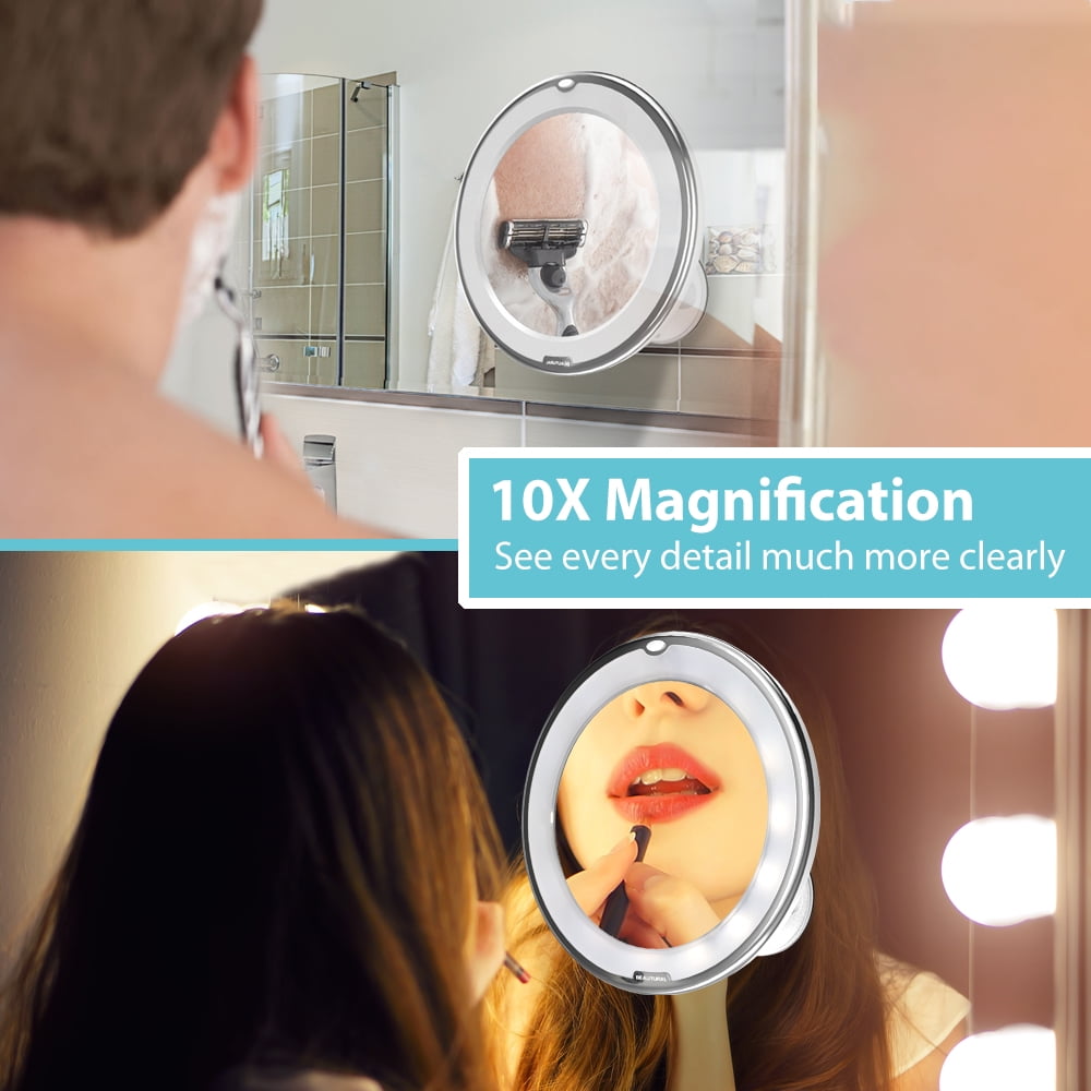 Beautural Vanity Mirror Makeup 10x Magnifying Lighted Mirriors With Beautural Vanity Mirror Makeup 10x Magnifying Lighted Mirriors With Illuminated White Led For Women Man Bathroom Travel Com