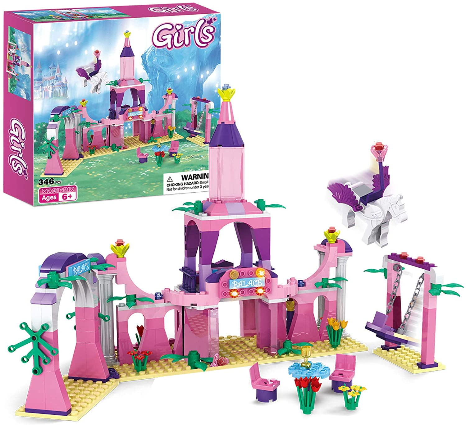 Princess Lakeside Palace With Boat Building Bricks Construction Blocks Toy Set 
