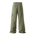 thumbnail image 4 of Men's Wide-Leg Cargo Pants - Drawstring Waist & Adjustable Cuffs for Streetwear & Casual Outfits Army Green 3XL, 4 of 5