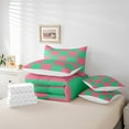 thumbnail image 6 of Castle Fairy Geometric Plaid Bedding Comforter Set,Green Pink Full Bedding Set, 6 of 8