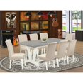 thumbnail image 2 of East West Furniture V-Style 9-piece Wood Dining Table Set in Linen White/Cream, 2 of 6
