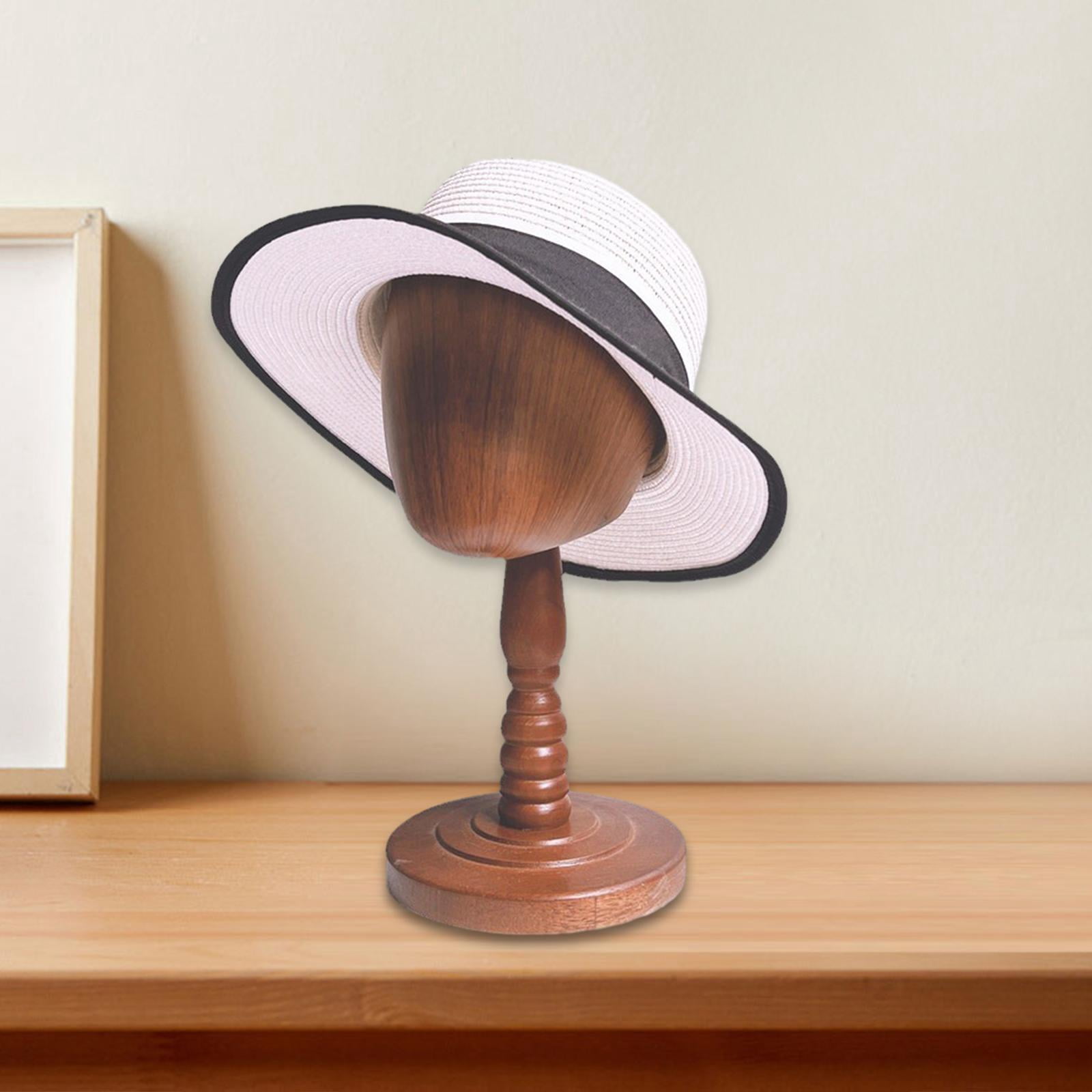 Wooden Mannequin Head Model Hat Hairpieces Display Stand 14inch Tall Stable Base for Professional or Personal Use Lightweight