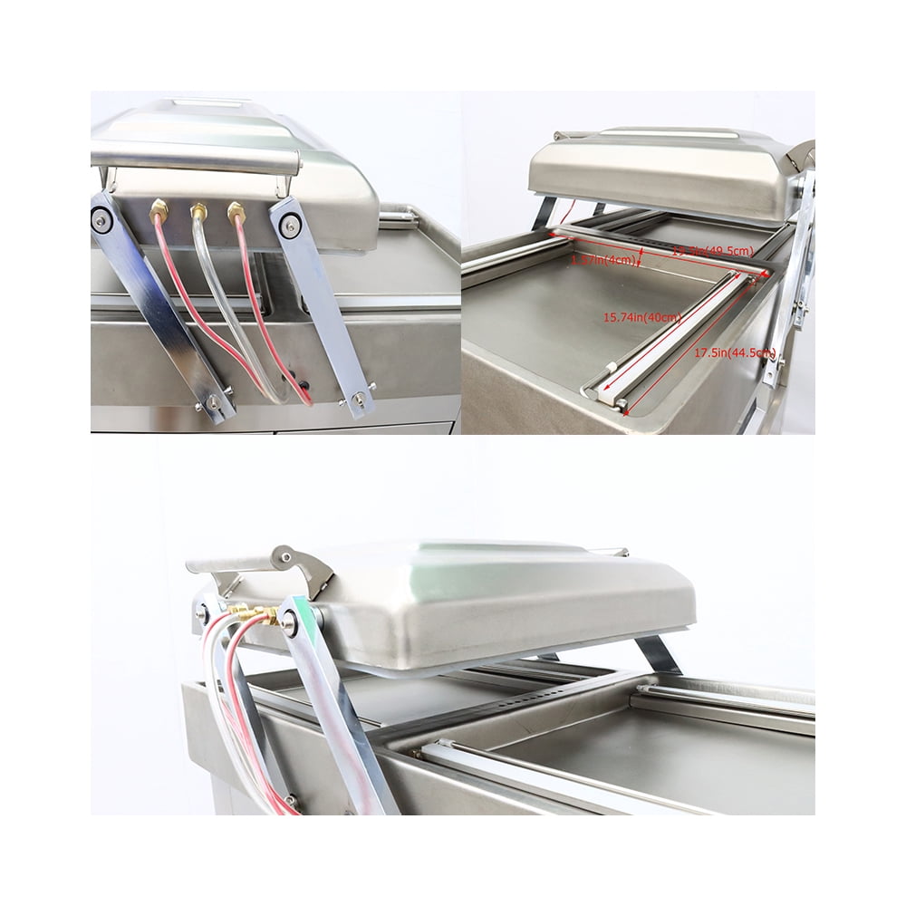 Two Chamber Vacuum Sealer Packaging Machine Food Saver Home Commercial Sealing Bars 220V 15.7 Inch