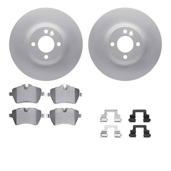 Dynamic Friction Company Front Geospec Brake Rotors with 5000 Euro Ceramic Brake Pads includes Hardware 4612-32002
