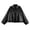 Black, variant on Women Faux Leather Bomber Jacket Batwing Sleeve Loose Fit Cropped Coat Casual Trendy Outerwear