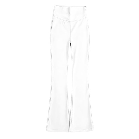 Girls High Waist Flared Yoga Pants, Stretch Soft Elastic Dance Leggings Solid Color Kids Casual Sport Bell Bottom Trousers for Daily Gym Ballet Wear(White,9-10 Years)