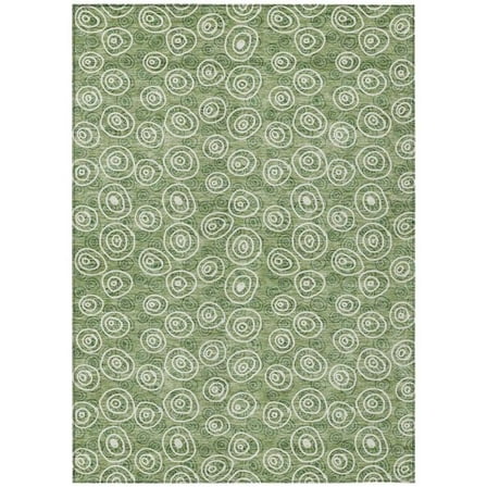 HomeRoots 583343 5 x 8 ft. Geometric Washable Indoor & Outdoor Rectangle Area Rug, Green & Ivory