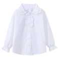 thumbnail image 3 of Tisuna Kids Girls Long Sleeve Shirts Lightweight Crewneck Solid Color Blouse Girls Daily Wear Fall Outfits Size 8-9 Years White, 3 of 8