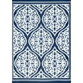 thumbnail image 3 of 5x7 Waterproof, Reversible Plastic Straw Outdoor Rugs for Patios | Also for Camping, RV, Deck, Porch, Balcony, Camp, Patio | Navy, Damask | Size: 5' x 6'11'', 3 of 7