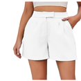 thumbnail image 2 of up to 60% off Gifts Usmixi Clearance Deals Shorts for Women Womens Summer Shorts Fashion Casual High Waist Plus Size Straight Leg Short Pants Solid Leisure Lightweight Pleated Pocket Shorts Under $5, 2 of 6