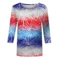 thumbnail image 5 of Women's Long Sleeve T-shirt Women 3/4 Sleeve Spring And Patriotic Top Women Neck Festival Blouses Clothes,Pink Women's Long sleeve T-shirt L, 5 of 5