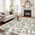 thumbnail image 3 of Spring Flowers Large Area Rugs for Bedroom Living Room, Soft Non Slip Carpet Bedside Rug, Farmhouse Sage Green Pastoral Floral Leaf Rectangular Floor Cover Kitchen Accent Rug 5'x8' for Office, 3 of 9