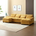 thumbnail image 4 of Tabaray U-Shaped Sectional Sofa Couch,110" Oversized Modular Sectional Sofa with Double Chaise, Modern Chenille Fabric Sectional Sleeper Couch with Solid Wood Legs for Living Room (Musterd Yellow), 4 of 8