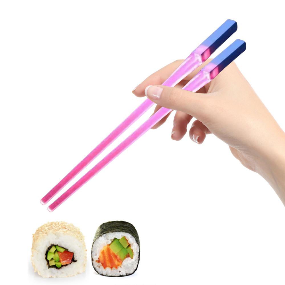 Lightsaber Chopsticks Glowing Dark In the Night Luminous Healthy and Eco-friendly Reusable Chopsticks Chinese Tableware Washable for Chinese/Japanese 1 Pair LED Light Up Chopsticks blue