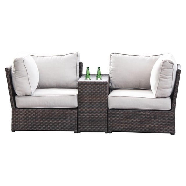 Living Source International Ensemble de Sièges 3 Pcs avec Coussins, Espresso/gris