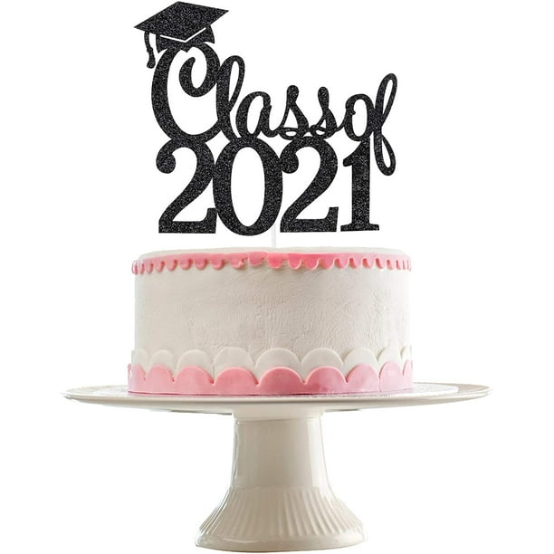Classe de 2021 Cake Topper Black Glitter, Décorations de fête de remise des  diplômes 2021, Graduation Cake Topper 2021, Décorations de remise des  diplômes 2021, Décorations de remise des diplômes noires 