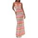 thumbnail image 1 of Lucakuins Vestido largo ajustado con cuello halter para mujer, sin mangas, sin espalda, con estampado de rayas, vestido bohemio Lucakuins  moda, 1 of 9