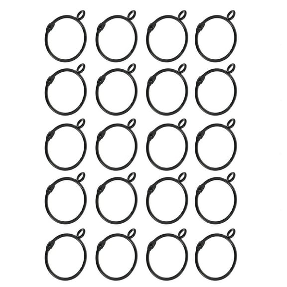 Raindrops 20Pcs Metal Curtain Rings Sliding Drapery Eyelet Hooks for Home Decoration Black