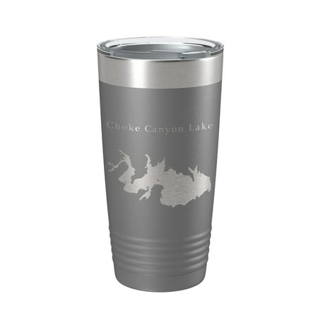 

Choke Canyon Lake Map Tumbler Travel Mug Insulated Laser Engraved Coffee Cup Texas 20 oz Dark Gray
