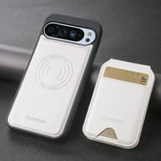 for Google Pixel 8 Case Wallet with Card Holder for Women Men Compatible with Magsafe Wallet Detachable Magnetic 2 in 1 Stand Credit Card Slots PU Leather Shockproof Phone case-Off, White