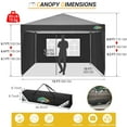 thumbnail image 5 of COBIZI 10x10 Pop Up Canopy Tent with Removable Sidewalls, Waterproof Portable Easy Up Canopy with Carry Bag, Instant Outdoor Shelter Tents for Parties, Events, Backyard Gatherings, Weddings, Black, 5 of 7