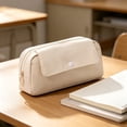thumbnail image 7 of Veeogra White Front Pocket Cloth Pencil Pouch,Zipper Pencil Pouch,Aesthetic Stylish Case,Stationery Storage Bag,Pen Organizer Case,Utility Tool Pouch,Stationery Supplies Holder,Adult Office Storage, 7 of 7