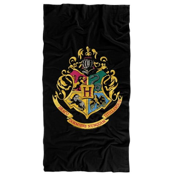 Harry Potter Hogwarts Crest Black Officially Licensed Beach Towel 30' X 60'