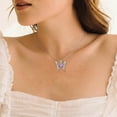 thumbnail image 4 of DVEATR Natural Heart Amethsy Butterfly Pendant Necklace for Women 925 Sterling Silver Vintage Gemstone Crystal Birthstone Jewelry for Mom Wife Her, 4 of 7