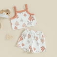 thumbnail image 2 of Bagilaanoe 2pcs Toddler Baby Girls Shorts Set Print Sleeveless Contrast Color Camisole Tops + Shorts 6M 12M 18M 24M 3T Kids Casual Summer Clothes, 2 of 7