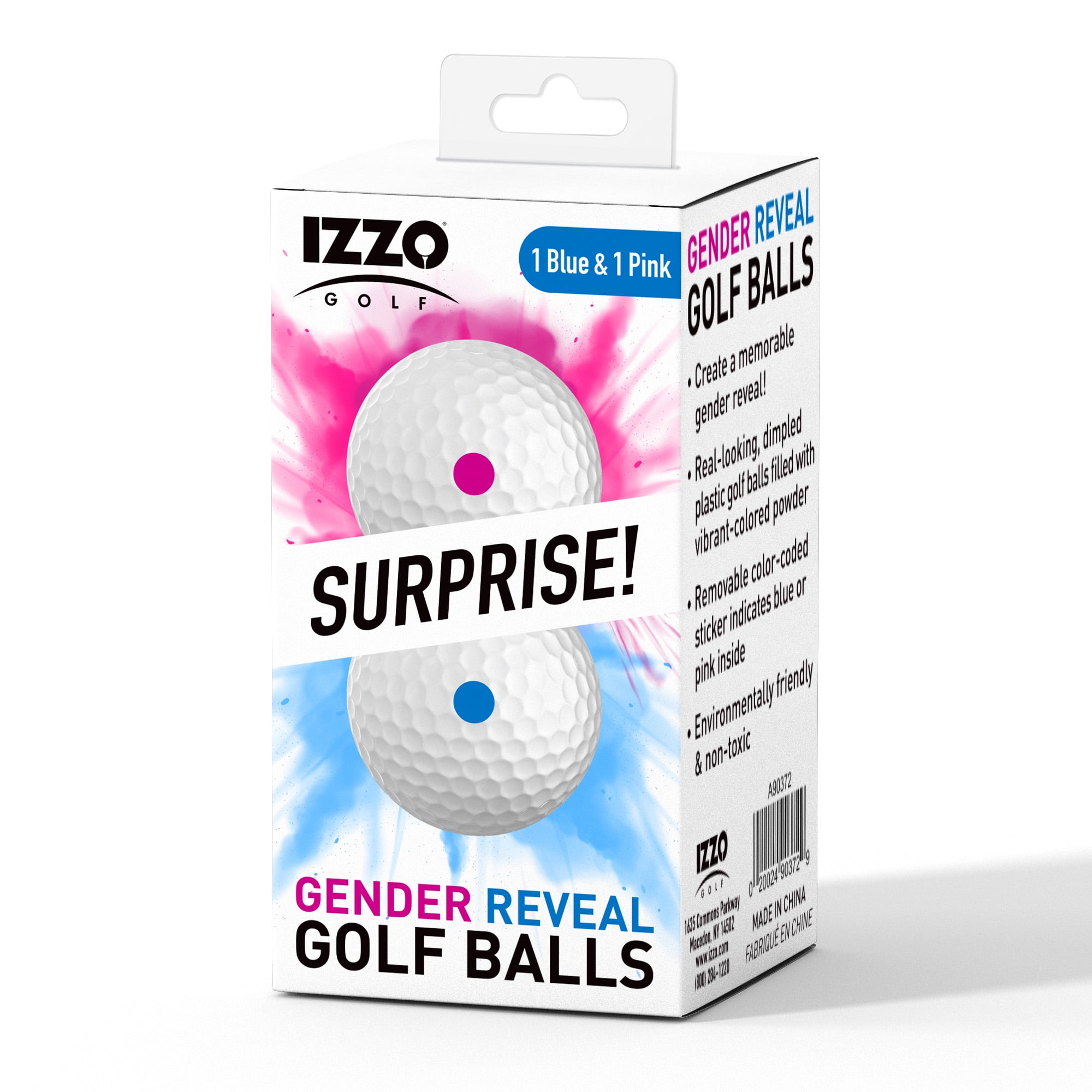 IZZO Golf Gender Reveal Golf Balls, 1 Blue and 1 Pink