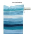 thumbnail image 5 of Blue Ocean Kitchen Valances for Windows Farmhouse Linen Window Valance Curtain for Living Room Window Treatment Beach Blue Green Stripes Waves Watercolor Valance Rod Pocket Topper Drape, 54 x 18 Inch, 5 of 6