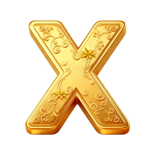 Gold X Letter Christmas Ornament, 2D Acrylic Alphabet Hanging Pendant for Car Rearview Mirror and Backpack, Festive Holiday Home Decor Gift, Christmas Tree Decoration Car Accessory