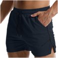 thumbnail image 4 of WREESH Men's Running Lightweight Athletic Shorts Bodybuilding Training Shorts Outdoor Gym Workout Shorts Casual Elastic Waist Drawstring Shorts Navy, 4 of 6