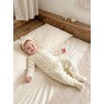 thumbnail image 5 of RUINIXCW Newborn Baby Girl Spring Fall Winter Clothes Outfit Knitted Footed Romper Long Sleeve Crew Neck Frills Zipped Footie Jumpsuit and Headband, 5 of 9