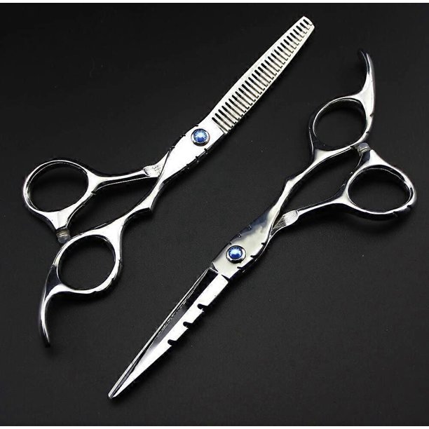 Juego de tijeras profesionales de corte de cabello de 6 pulgadas con afiladas hojas de titanio y tijeras de entresacar para barbero.