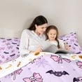 thumbnail image 4 of Manfei Kawaii Skull Bow Queen Bedding 7pcs, Halloween Cute Bat Bedding Comforter Set Queen, Light Purple Pink,Reversible, 4 of 7