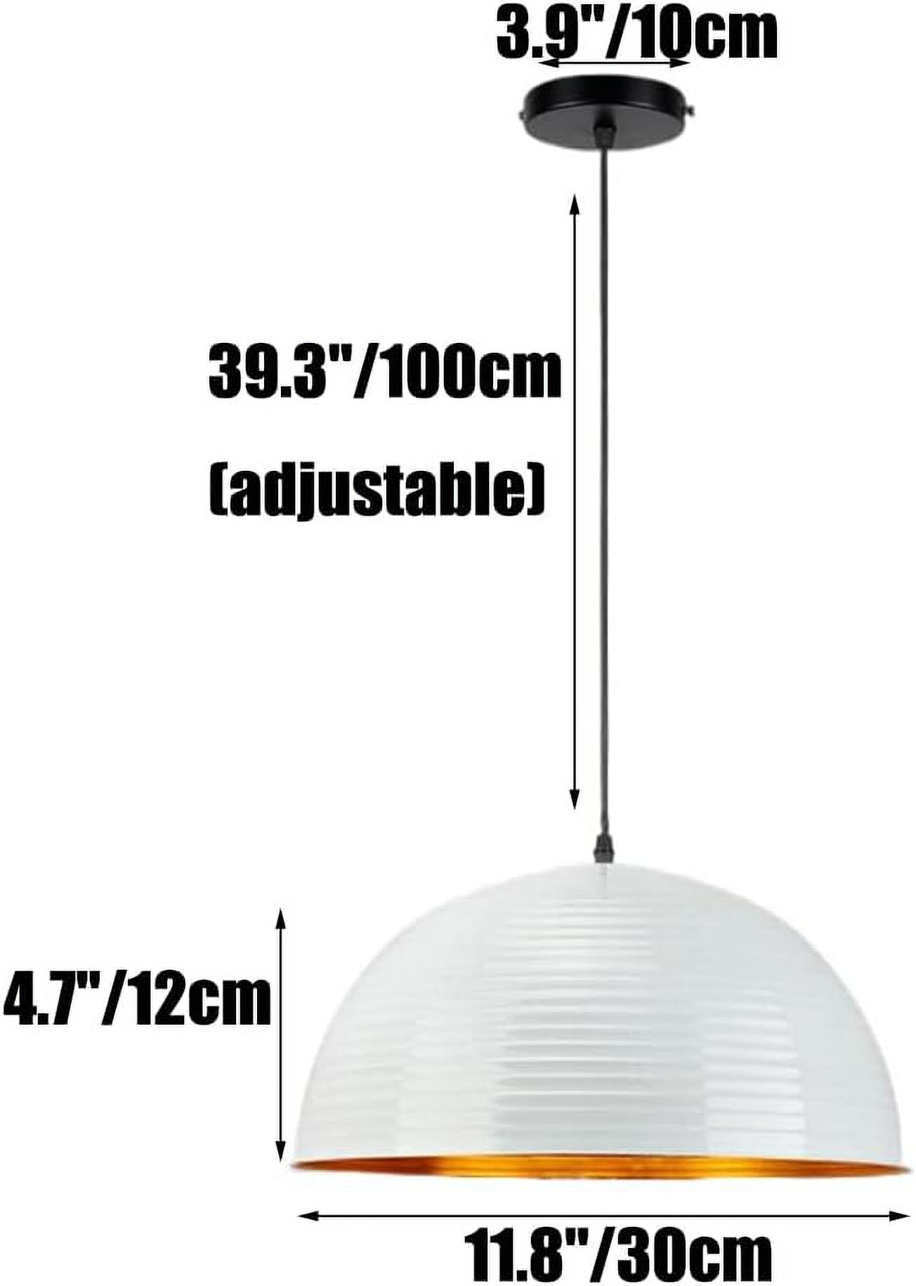 Simple Semicircle Metal Pendant Lamp for Dining Room, Retro Industrial Style Dome Pendant Light Fixture for Kitchen Island, Vintage Rustic Farmhouse Pendant Lighting for Bedroom