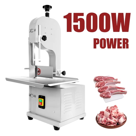 Commercial Electric Meat Bandsaw, Stainless Steel Countertop Bone Sawing Machine, Bone Saw For Butchering, Bone Cutting Machine, Safety Lock, 110V, 19.3x15.3 inch Worbench for Beef, Pork Chop