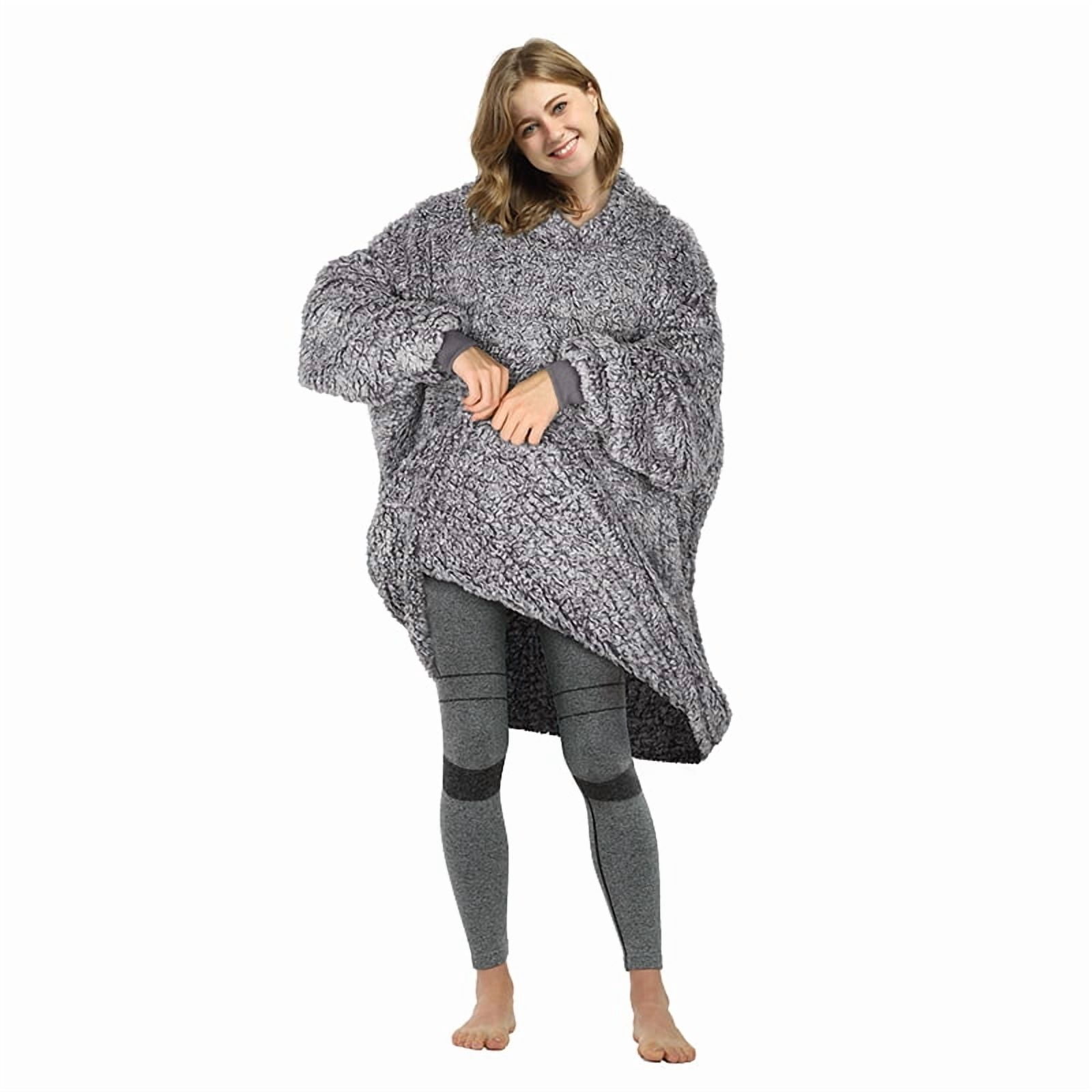 Catalonia Oversized Blanket Hoodie Sweatshirt, Wearable Sherpa Lounging Pullover for Adults Women Men
