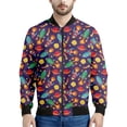 thumbnail image 3 of Chaqueta con estampado de cohetes de dibujos animados para hombres y mujeres, abrigo con estampado 3D brillante, chaqueta informal de gran tamaño estilo Harajuku con cremallera para niños, mangas larg, 3 of 5