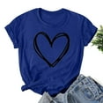 thumbnail image 2 of Moxiu Womens Love Heart Graphic T Shirts Plus Summer Cute Short Sleeve Valentines Day Gift Tops Crew Neck Gift Tee 2025 Dark Blue,XXXL, 2 of 3