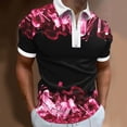 thumbnail image 2 of ZRBYWB Mens Polo Shirt Summer Digital 3D Print Fashion Poster Holiday Beach Lapel Zipper Short Sleeve Shirt Interesting, 2 of 4