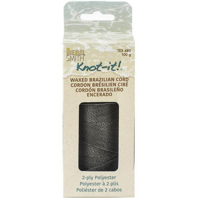 Beadsmith PLY04-DGY 144 m Waxed Poly Cord, Dark Grey